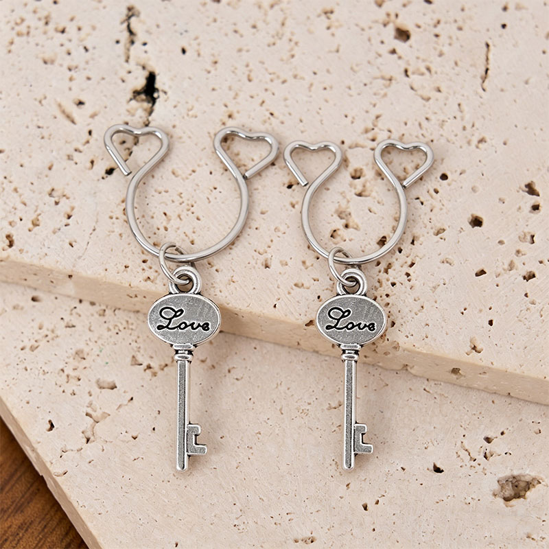 Key Charm Heart Nipple Clamp Adjustable Lingerie Accessories - Silver - 2 (a pair) - image 2