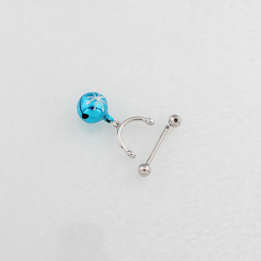 14G Aqua Jingle Bell Dangle Barbell Nipple Rings - image 4