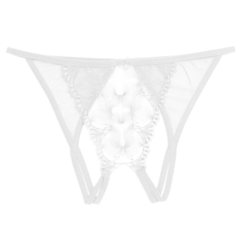 Hollow Out Lace Crotchless Sexy Panties - White - One Size - image 2