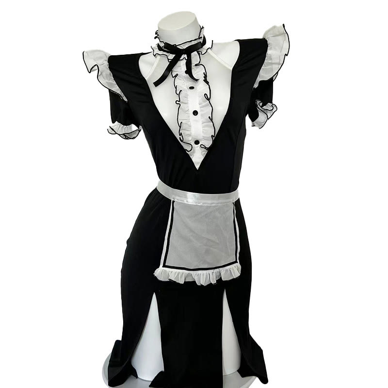 Maid See-through Split Lingerie Dress - image 4