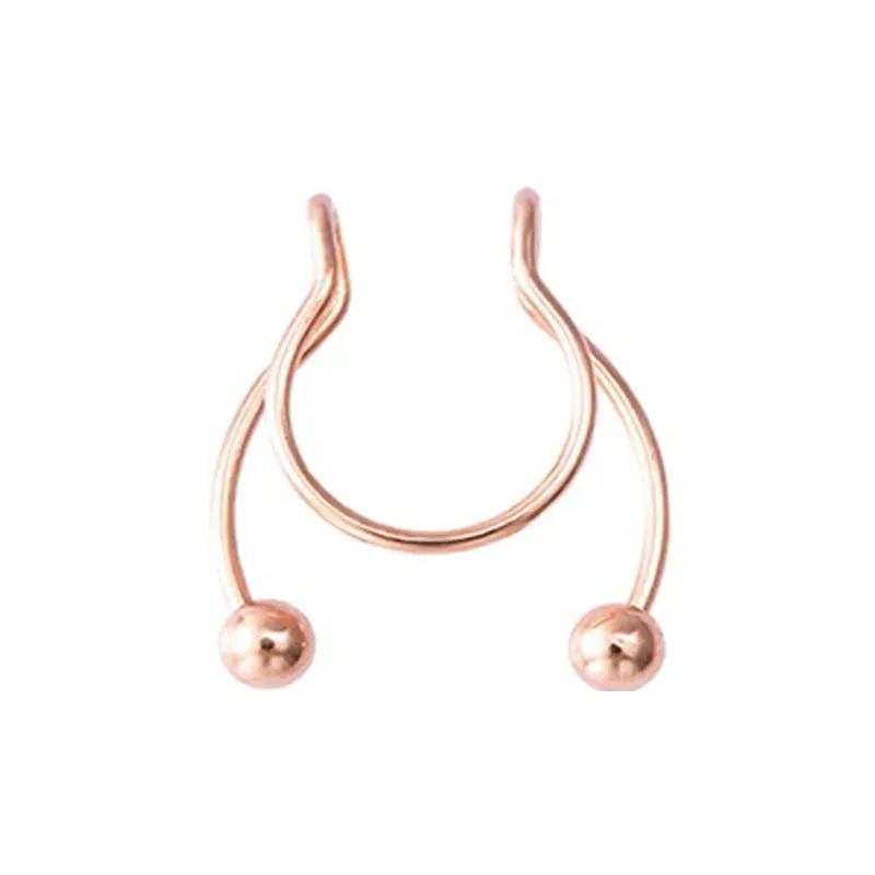 U Shape Nose Ring - Rose Gold - image 7