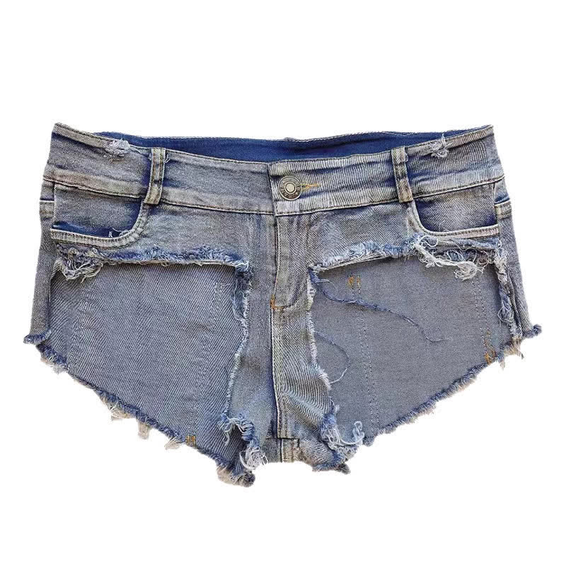 Sexy Pure Color Denim Shorts Lingerie - Blue - XL - image 3