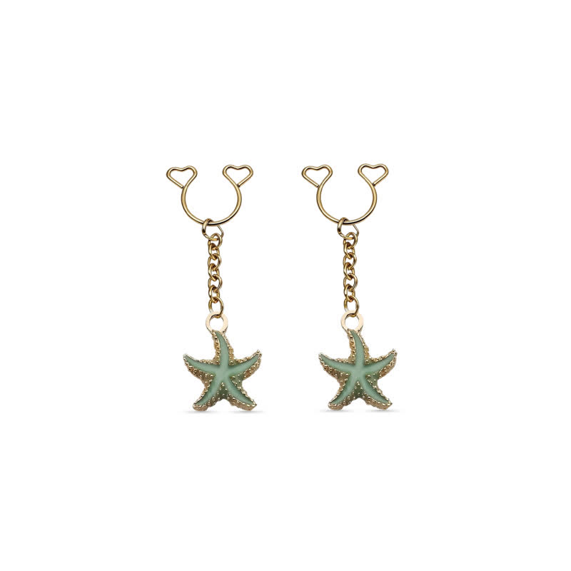 Starfish Chain Adjustable Non-Piercing Nipple Rings - Green - 2 pack (one pair) - image 12