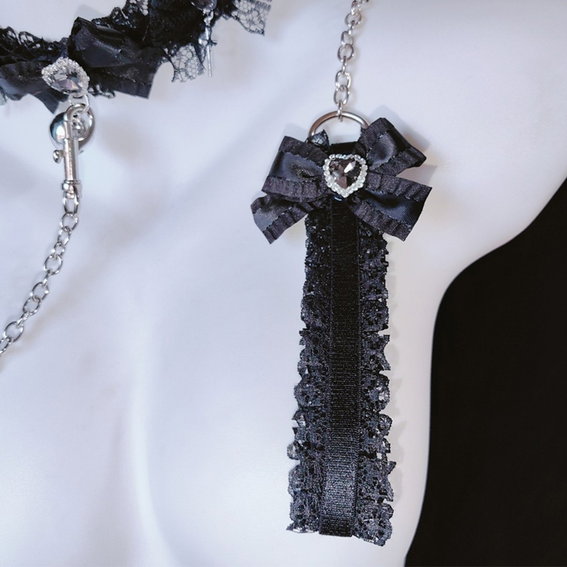 Black Lace Choker Chain Nipple Clamps Adjustable Lingerie Accessories - image 5
