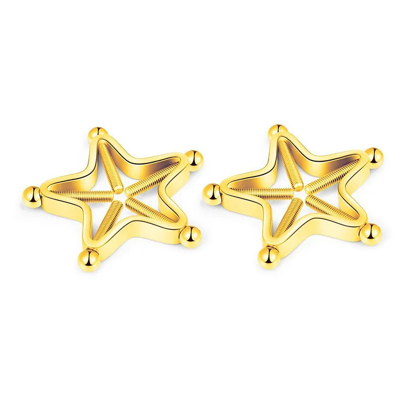 Star Nipple Clamp Adjustable Lingerie Accessories - Gold - One pair (2 pieces) - image 3