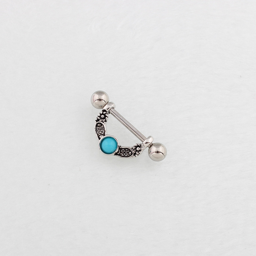 14G Aqua Gem Barbell Nipple Rings - image 3