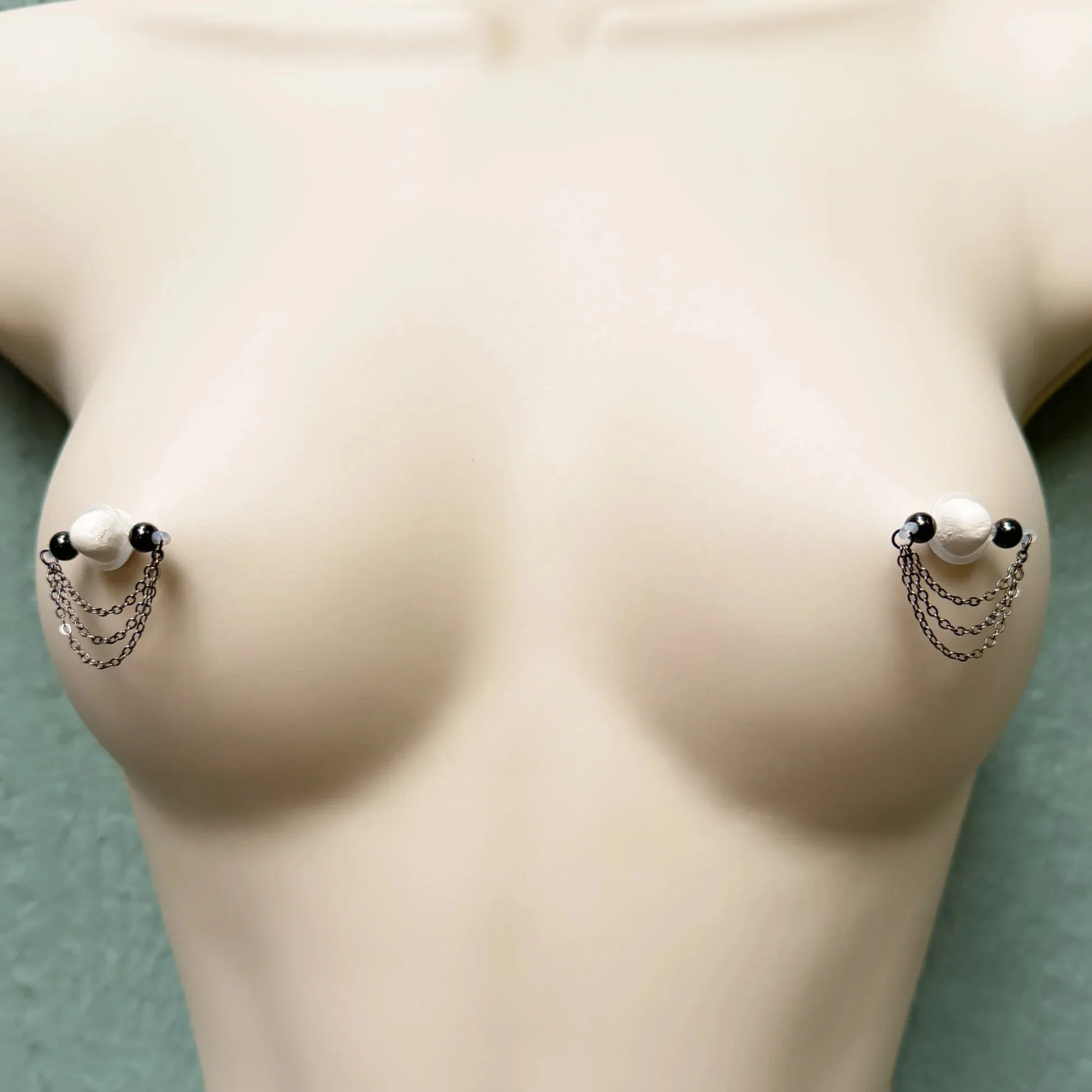Black Beaded Adjustable Non-Piercing Nipple Rings - image 4