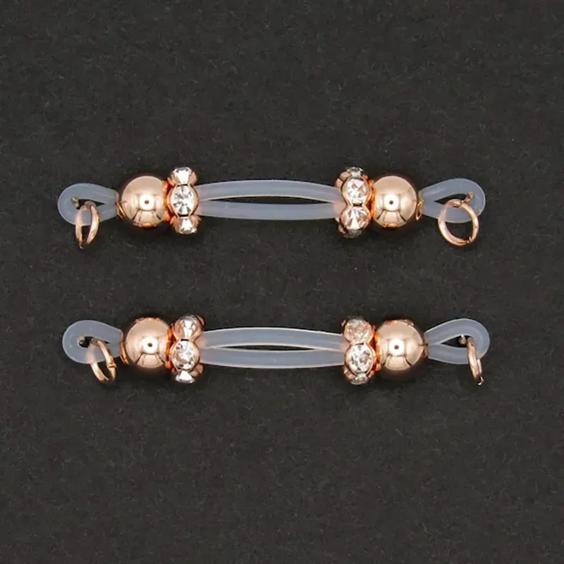 Beaded Adjustable Nipple Clamp SM Accessories - Rose Gold Beads - 2 (a pair) - image 4