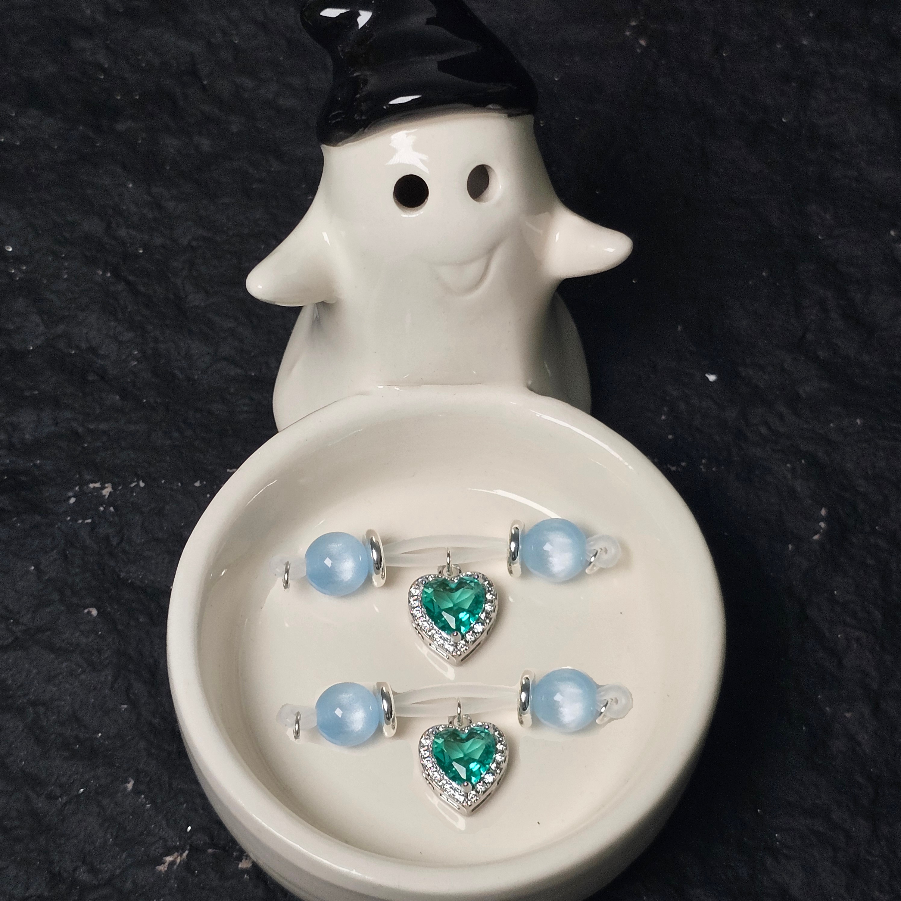 Green Heart Rhinestone Nipple Clamp Adjustable Lingerie - image 5