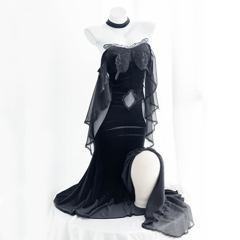 Sexy Off The Shoulder Butterfly Mesh Fishtail Dress - Dress+Veil - XL - image 2