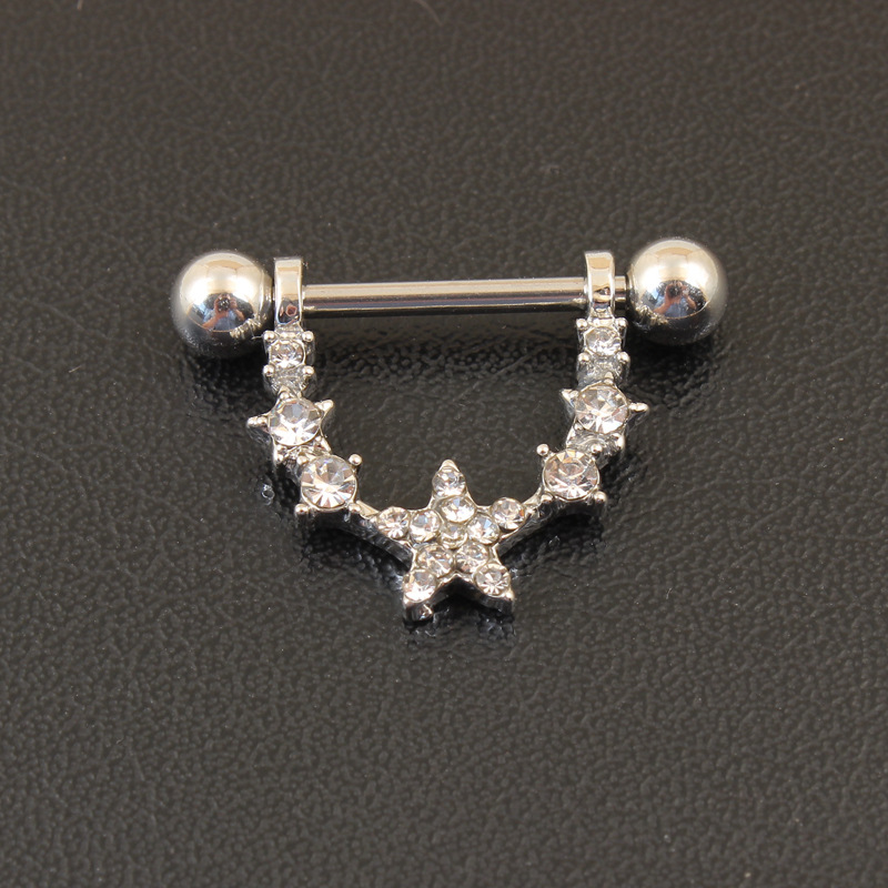 Gem Starburst Barbell Nipple Rings - image 3
