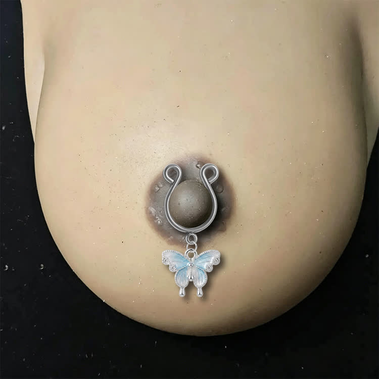 Butterfly Adjustable Fake Nipple Rings - image 3