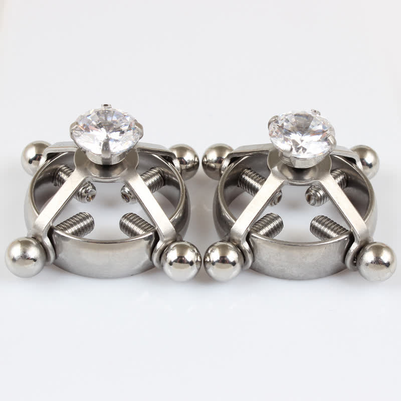 CZ Adjustable Non-Piercing Nipple Rings - Silver - image 4