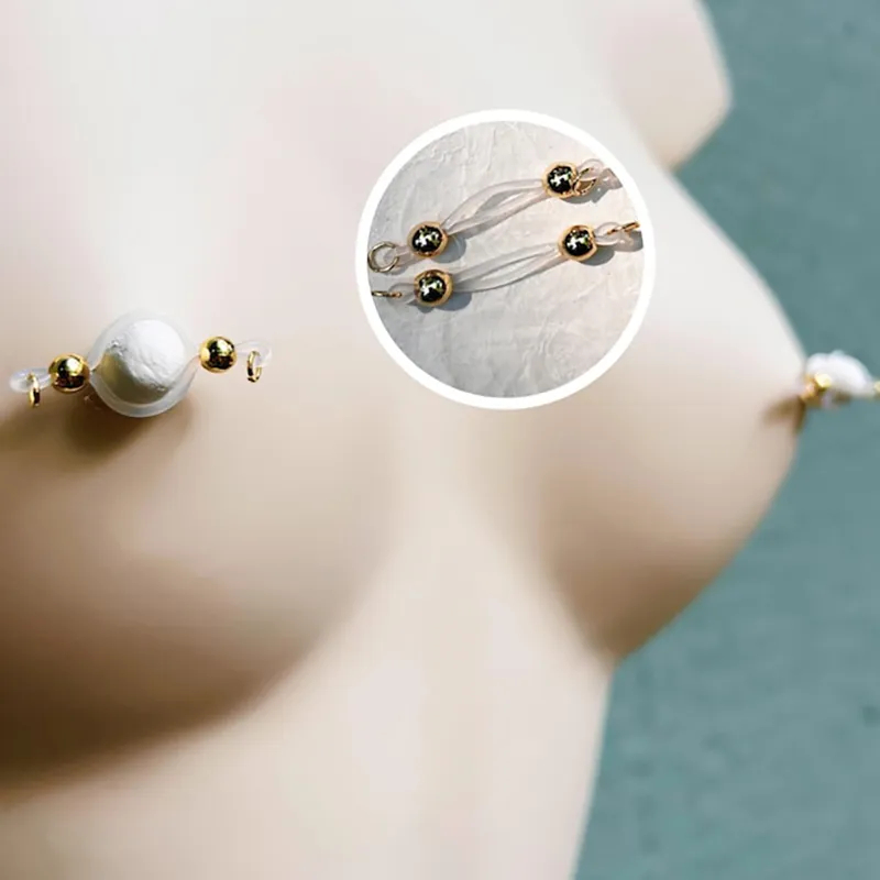 Gold Ball Silicone Adjustable Non-Piercing Nipple Rings - image 2