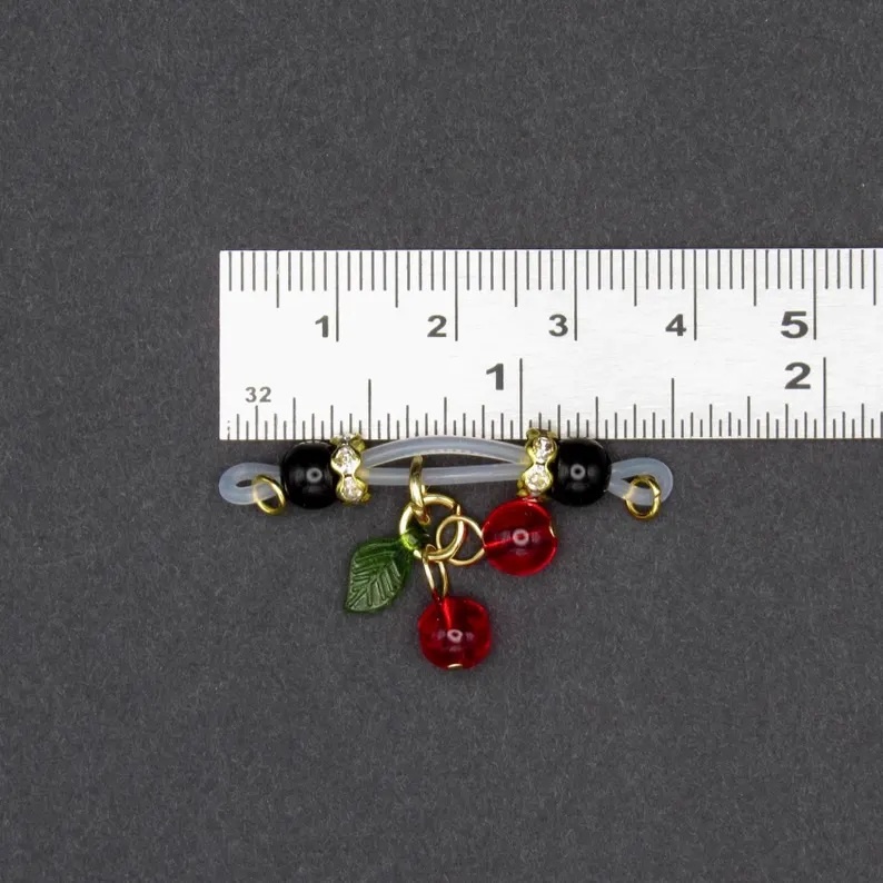 Fake Nipple Rings With Cherry Charms - image 3