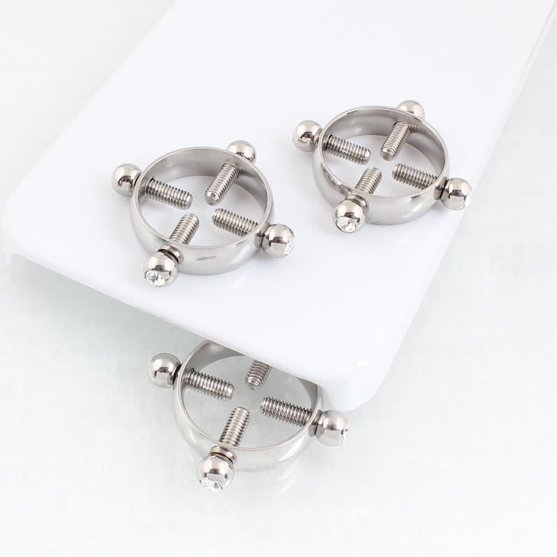 White Gem Adjustable Non-Piercing Nipple Rings - image 4