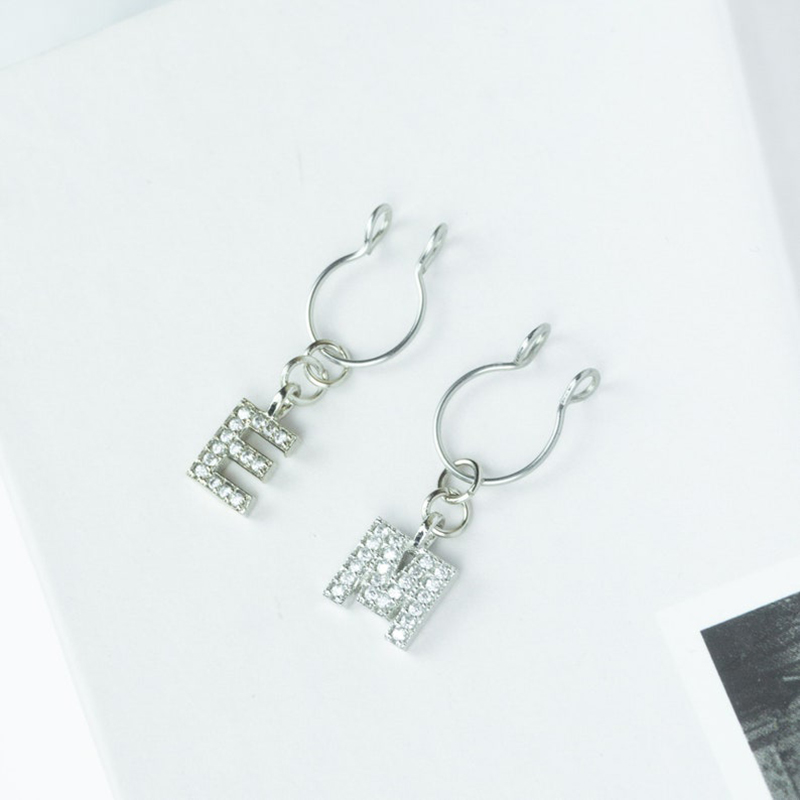 Non-pierced Nipple Initial Jewelry - Silver - Buy 2 - image 2