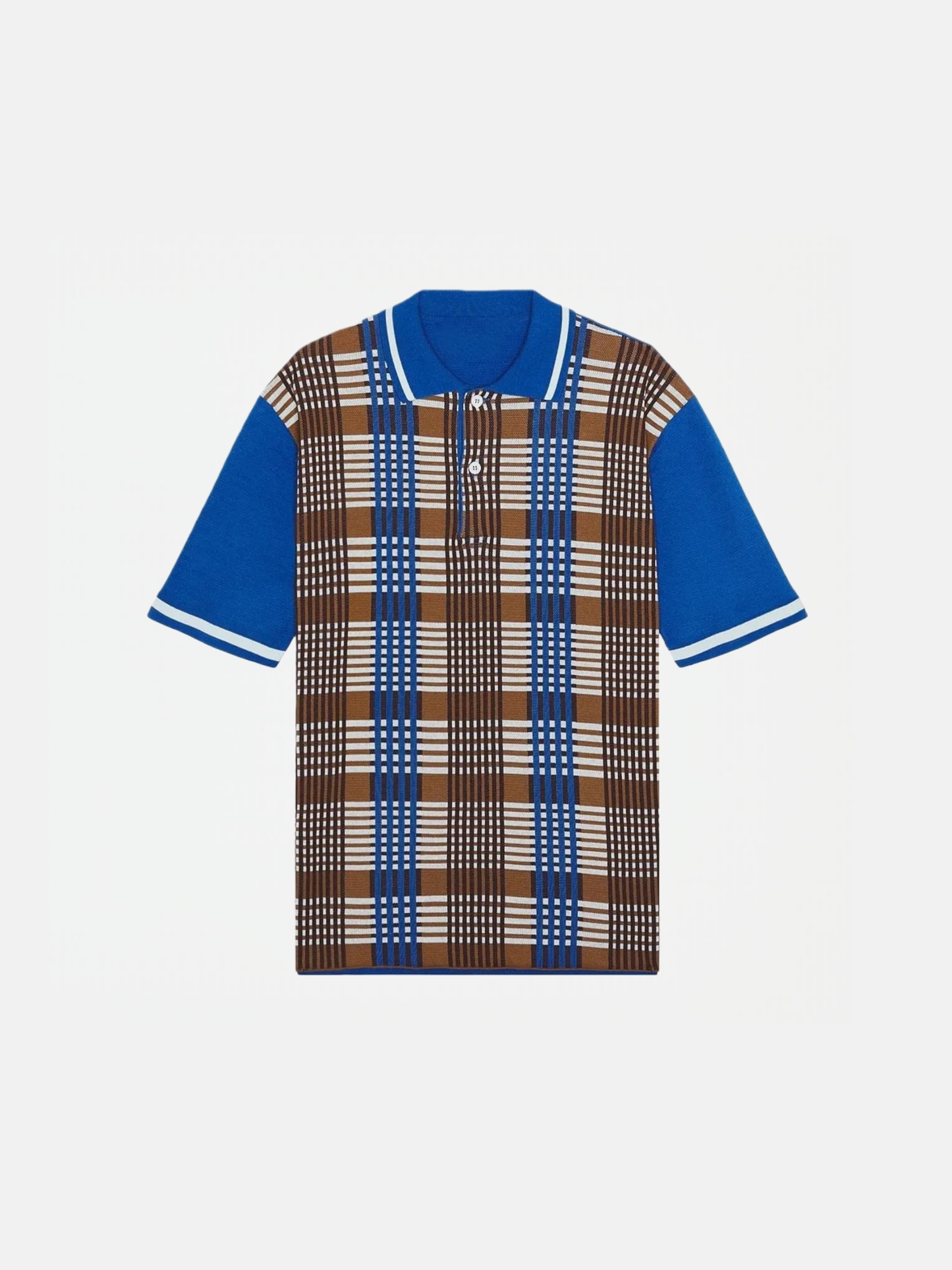 CONTRAST SLEEVE PLAID COTTON POLO