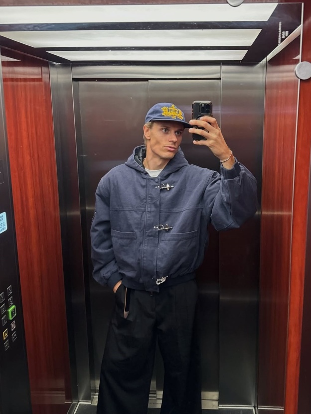 15OZ INDIGO CANVAS CLASP BOMBER JACKET