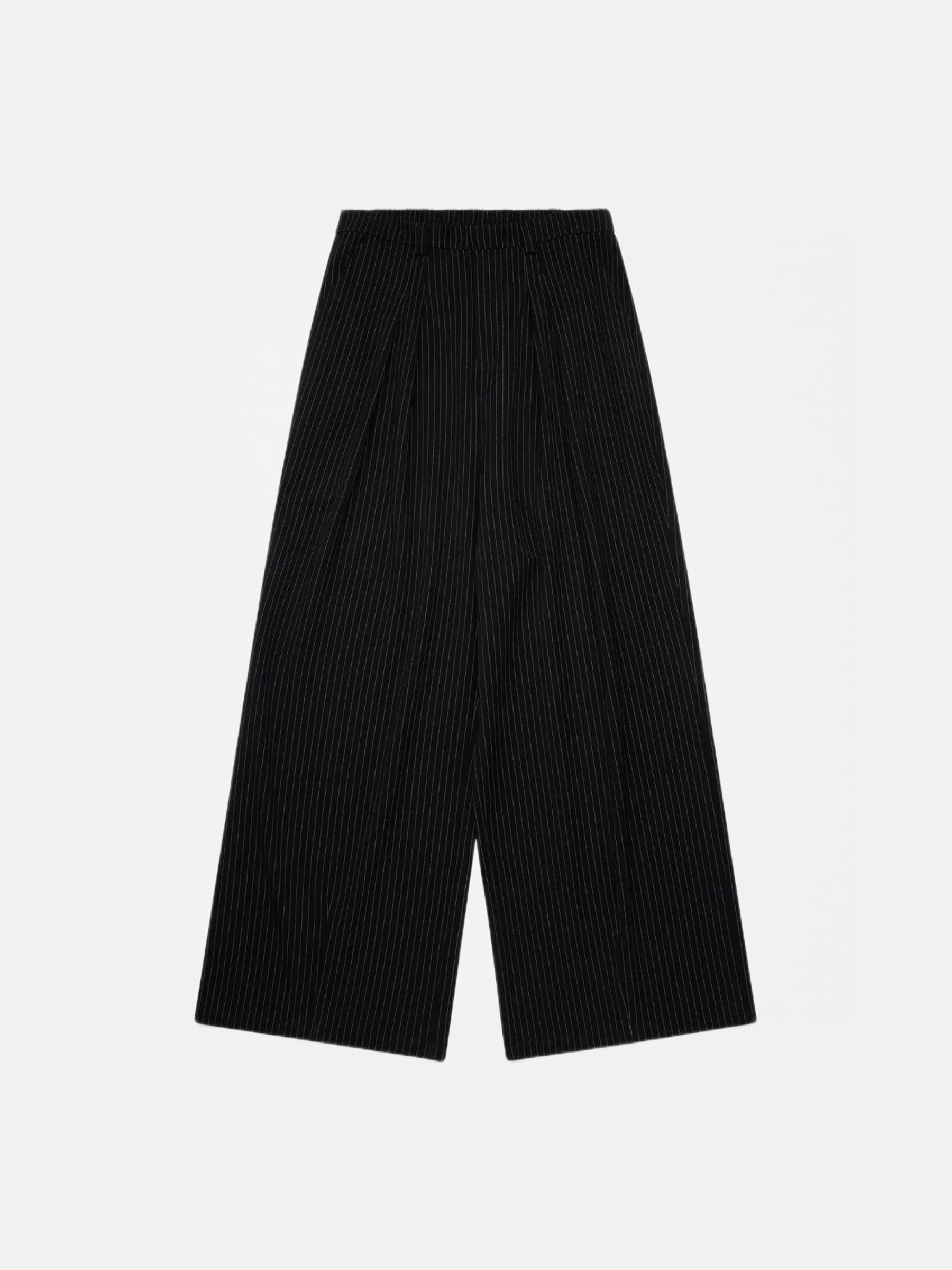 PLEATED WIDE LEG PINSTRIPE PANTS