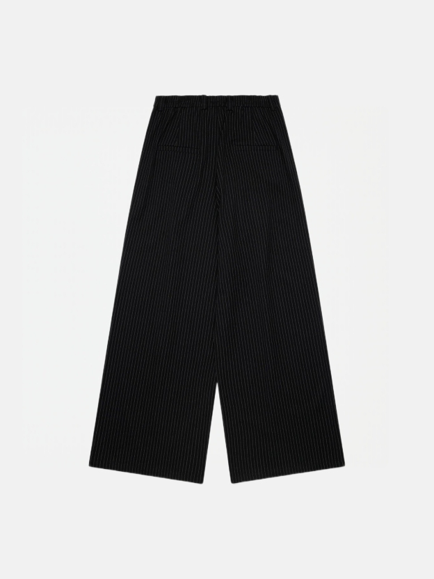 PLEATED WIDE LEG PINSTRIPE PANTS