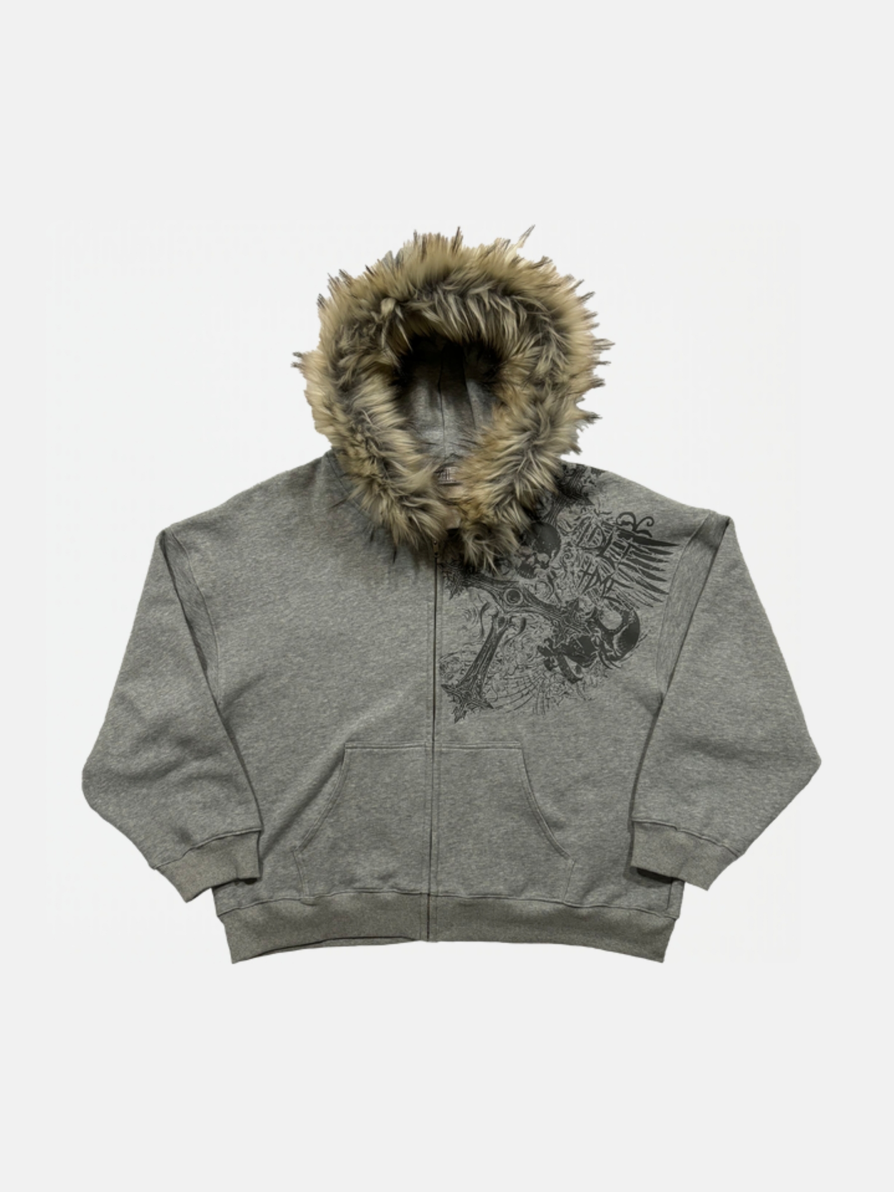 PROFOUND CROSS FUR ZIP-UP HOODIE