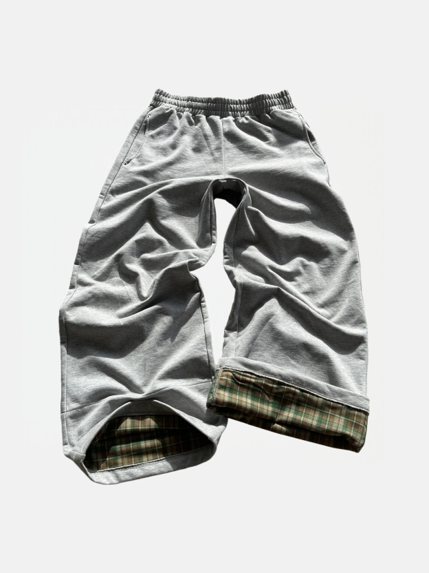 LAZY PLAID‑LINED SWEATS