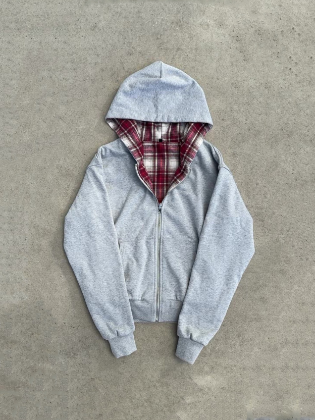 REVERSIBLE PLAID ZIP HOODIE