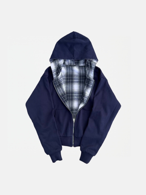 REVERSIBLE PLAID ZIP HOODIE