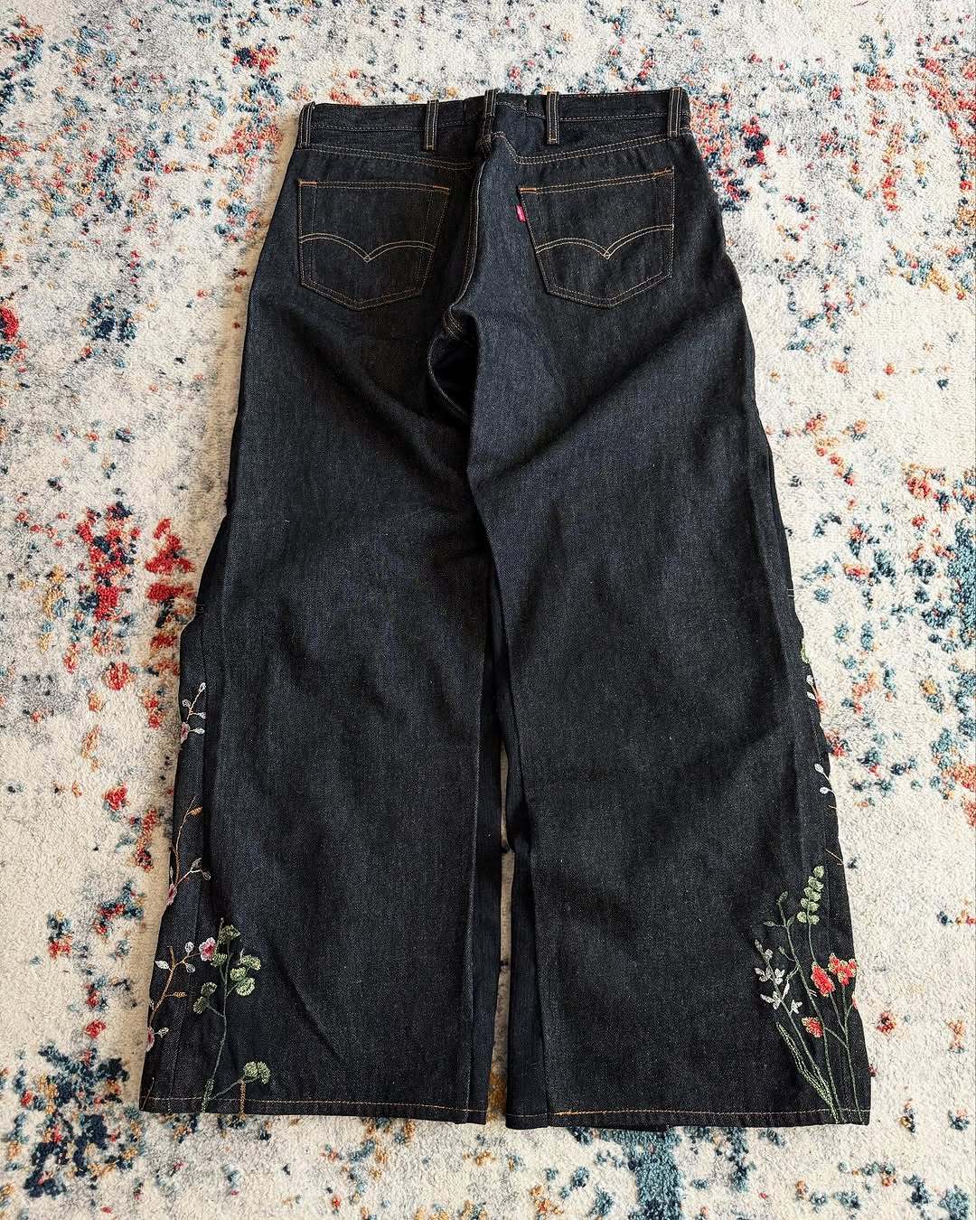 "FLORAL" BAGGY DENIM