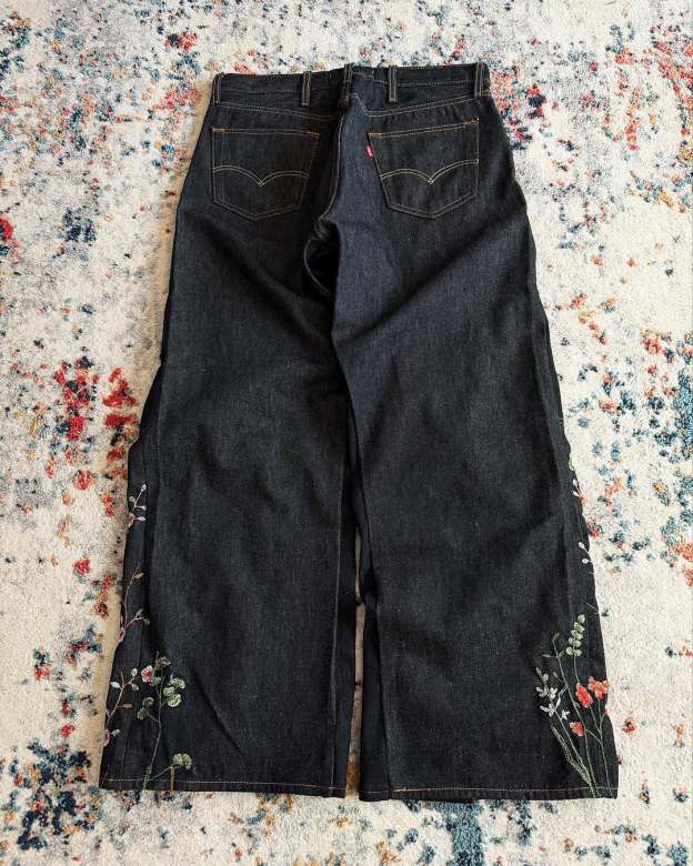 "FLORAL" BAGGY DENIM