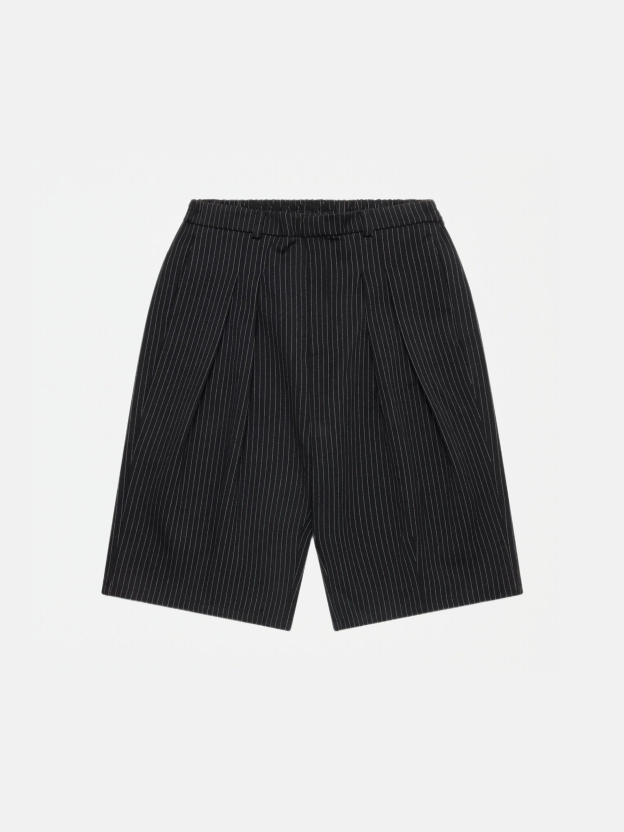 PINSTRIPE PLEATED SHORTS