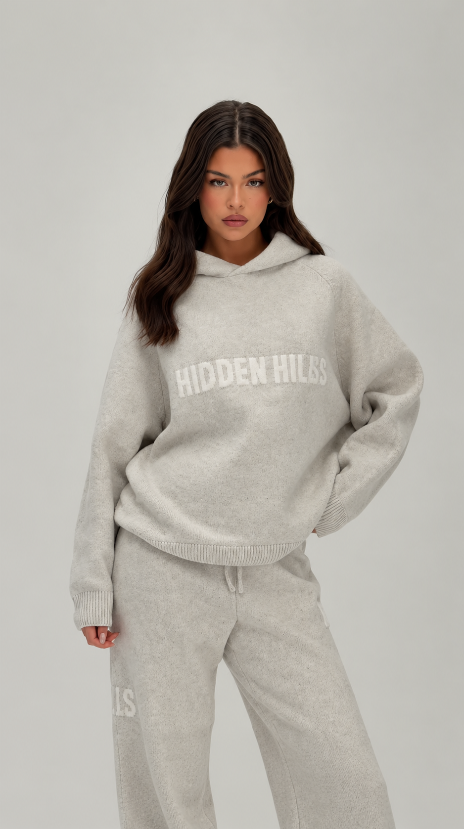 Oversized Knit Cotton Hoodie