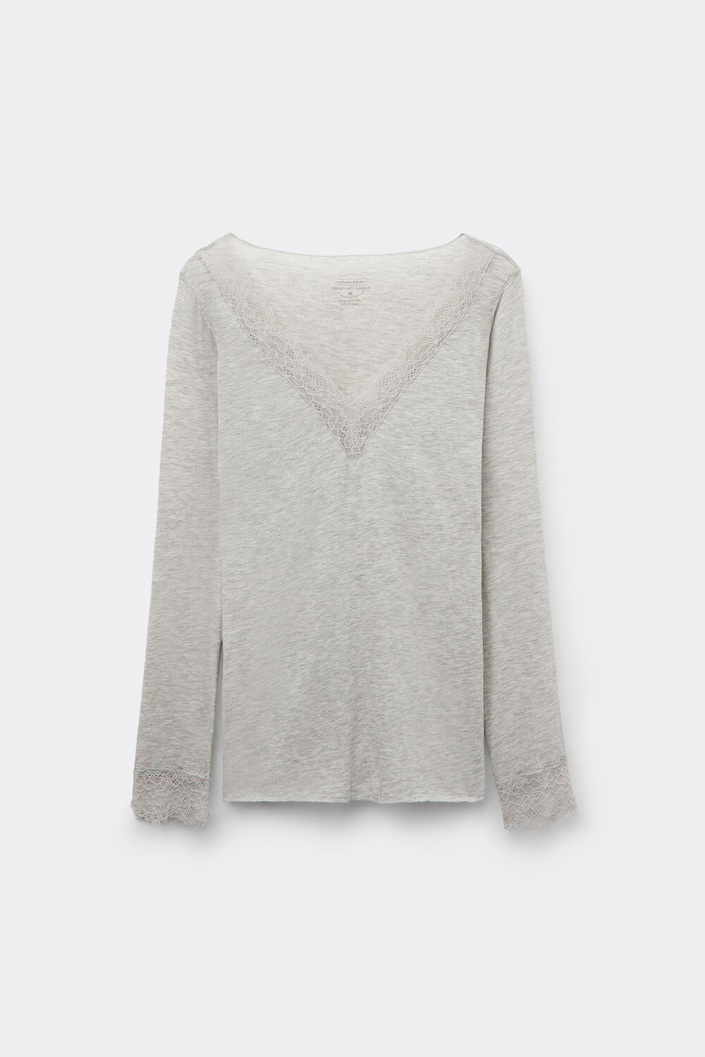 Ultralight V-Neck Sweater with Cashmere and Lace