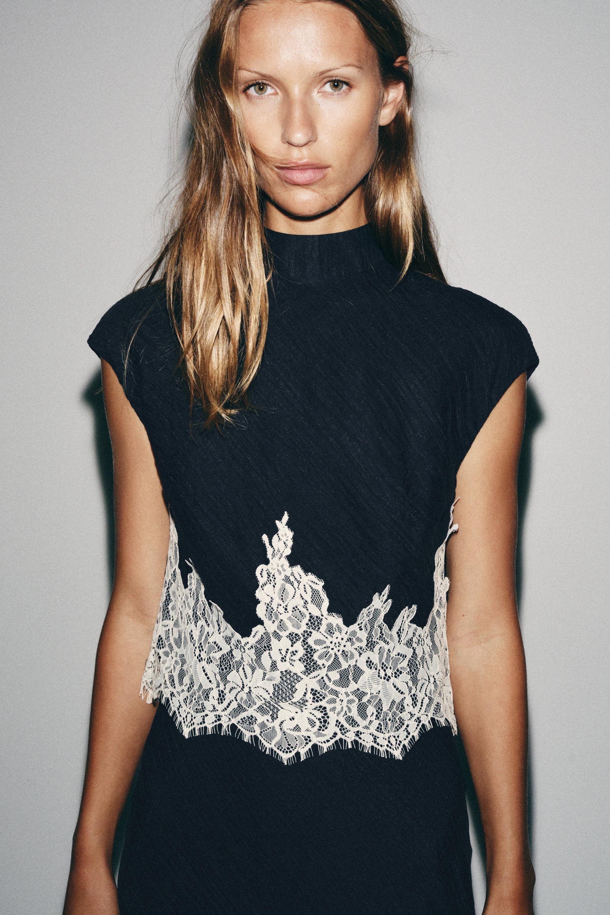 LACE-DETAIL CROP TOP&MIDI SKIRT
