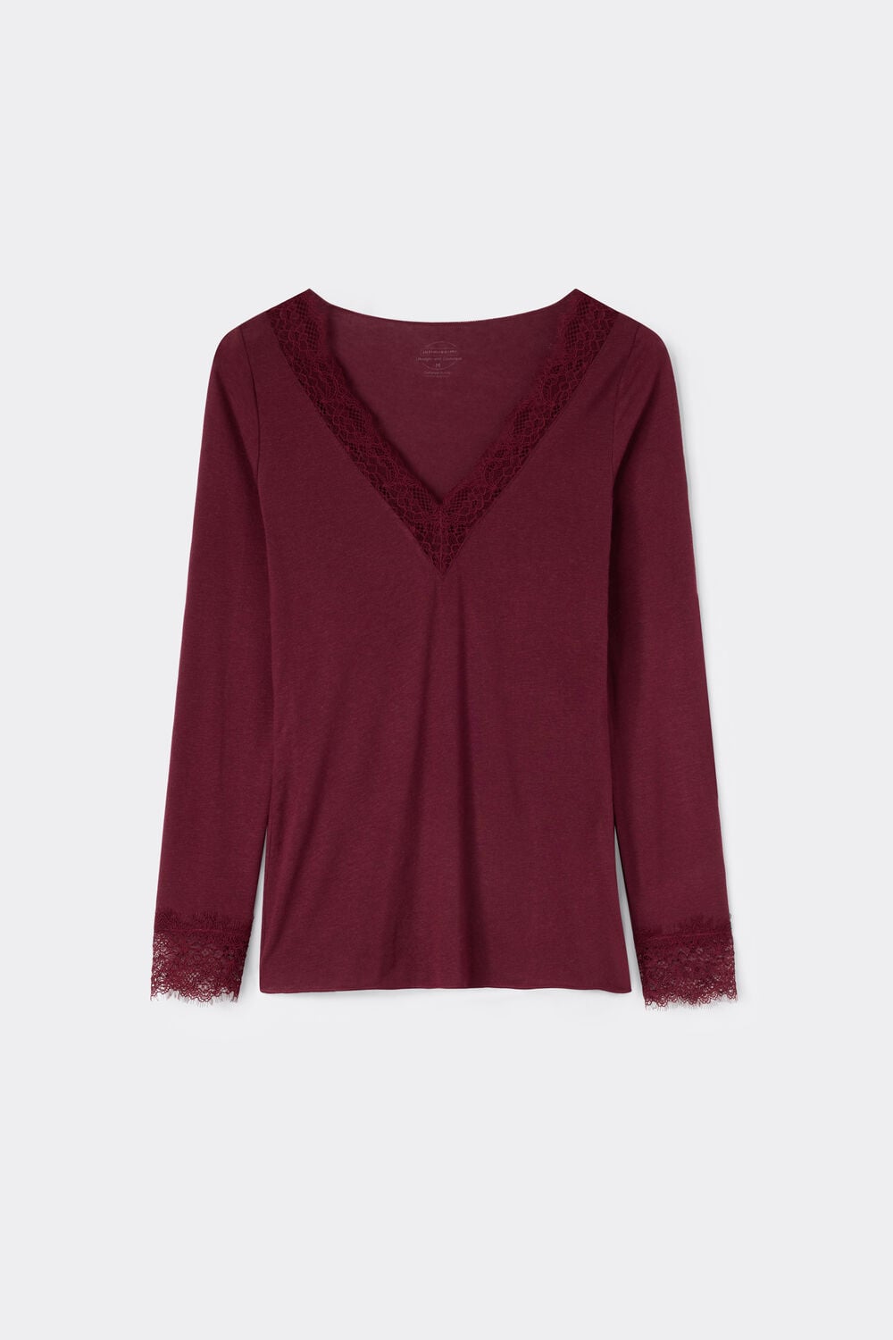 Ultralight V-Neck Sweater with Cashmere and Lace