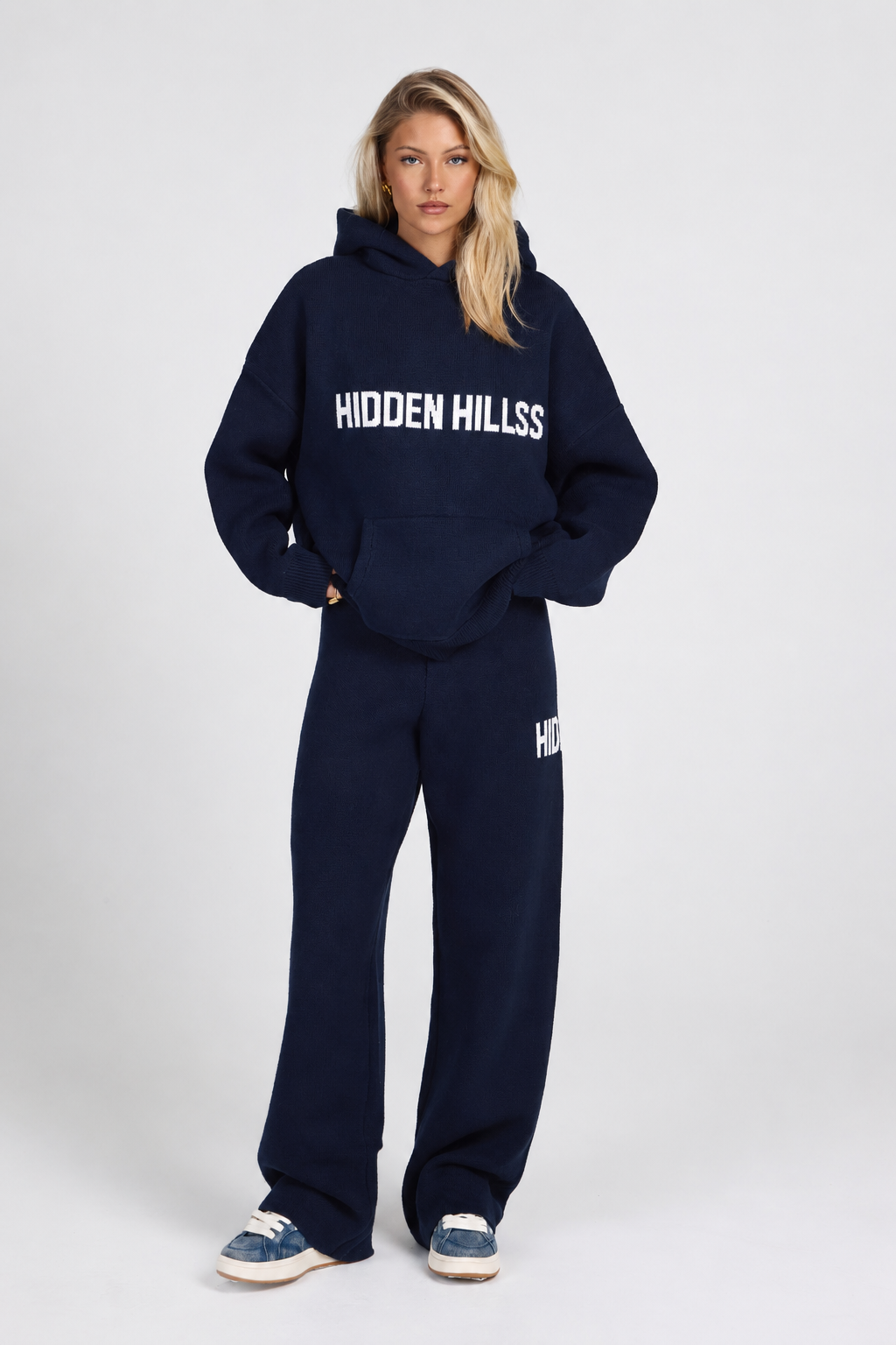 Oversized Knit Cotton Hoodie