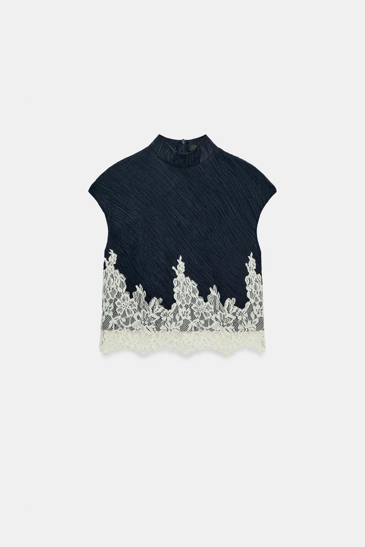 LACE-DETAIL CROP TOP&MIDI SKIRT