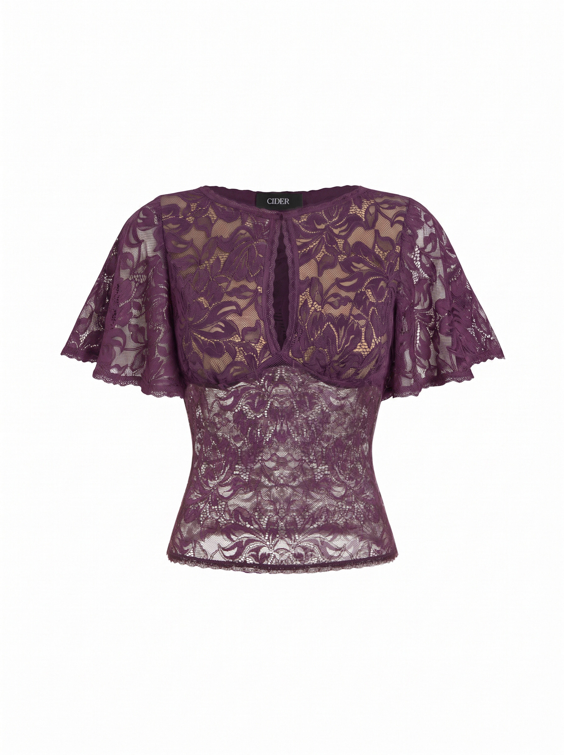 Lace Floral Bell Sleeve Cut Out Top