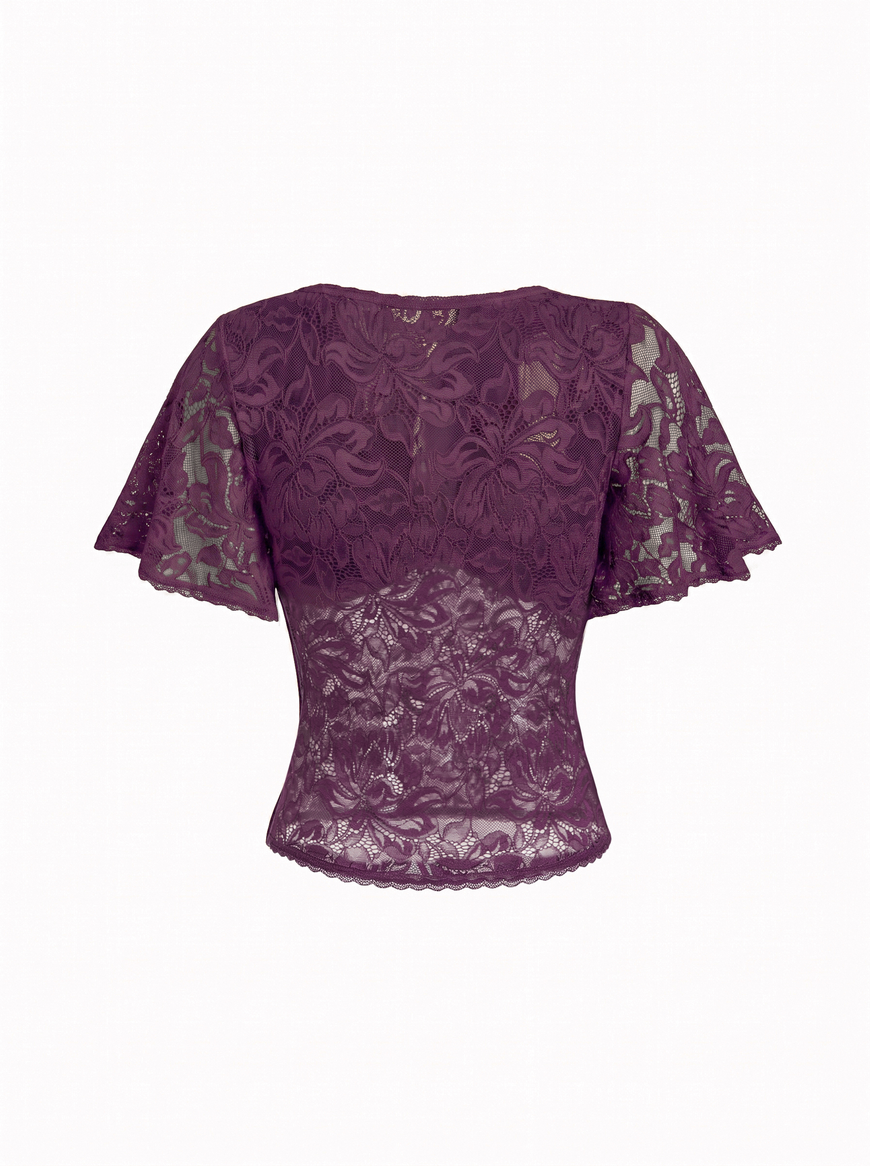 Lace Floral Bell Sleeve Cut Out Top