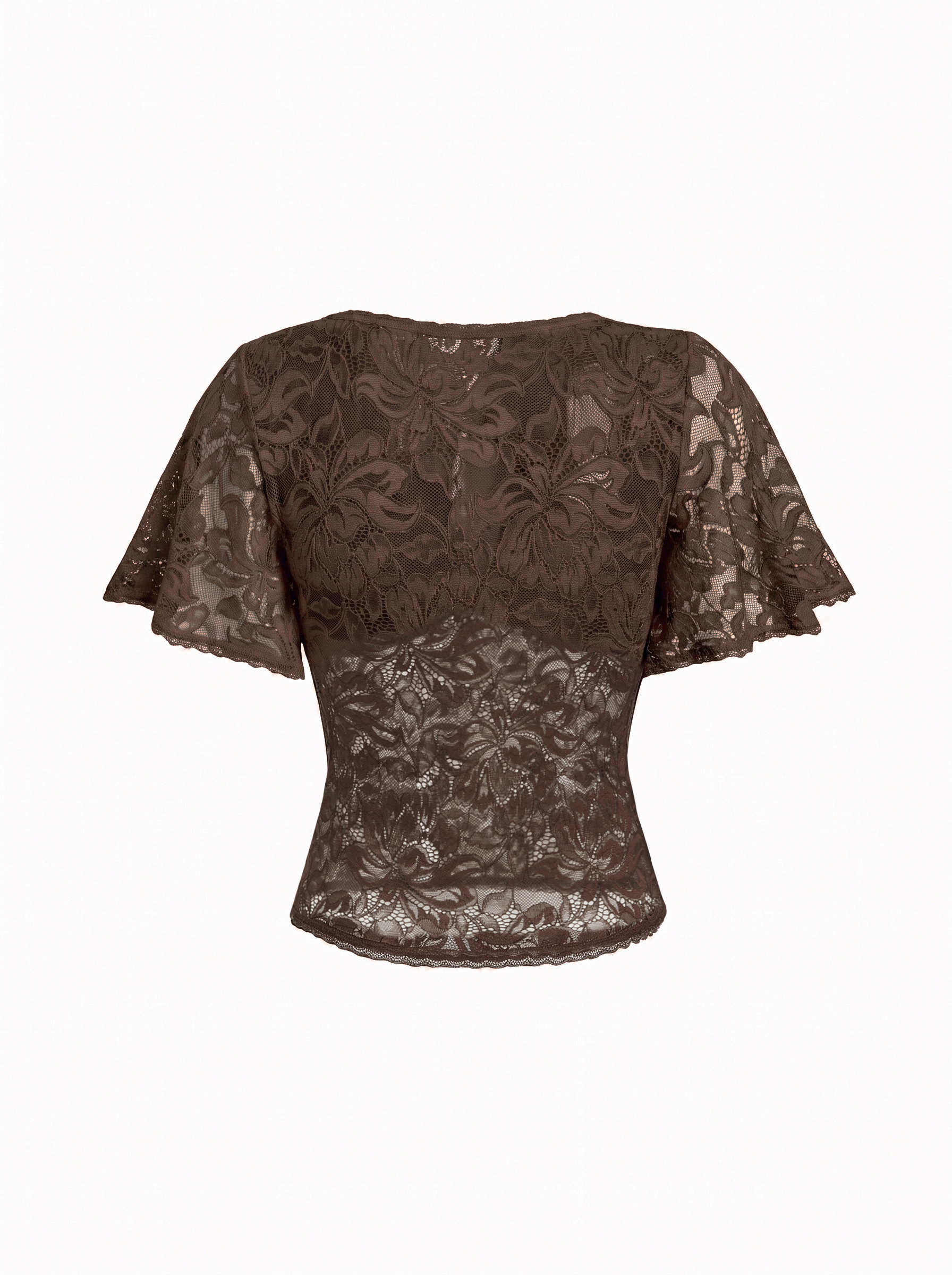 Lace Floral Bell Sleeve Cut Out Top