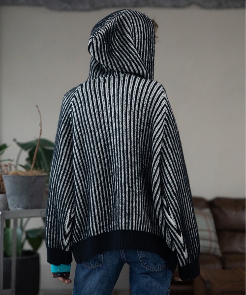  Color Block Ribbed Hoodie ZIP Hoodie / Reversible /