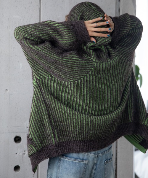  Color Block Ribbed Hoodie ZIP Hoodie / Reversible /