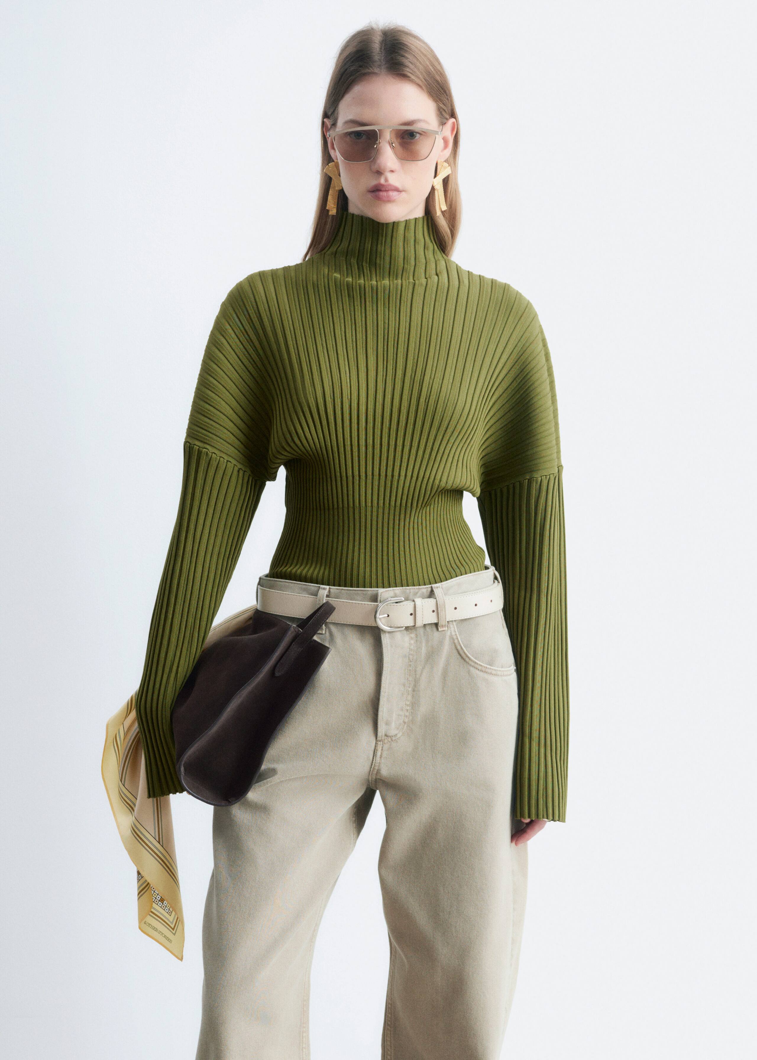 Ribbed Mock-Neck Jumper