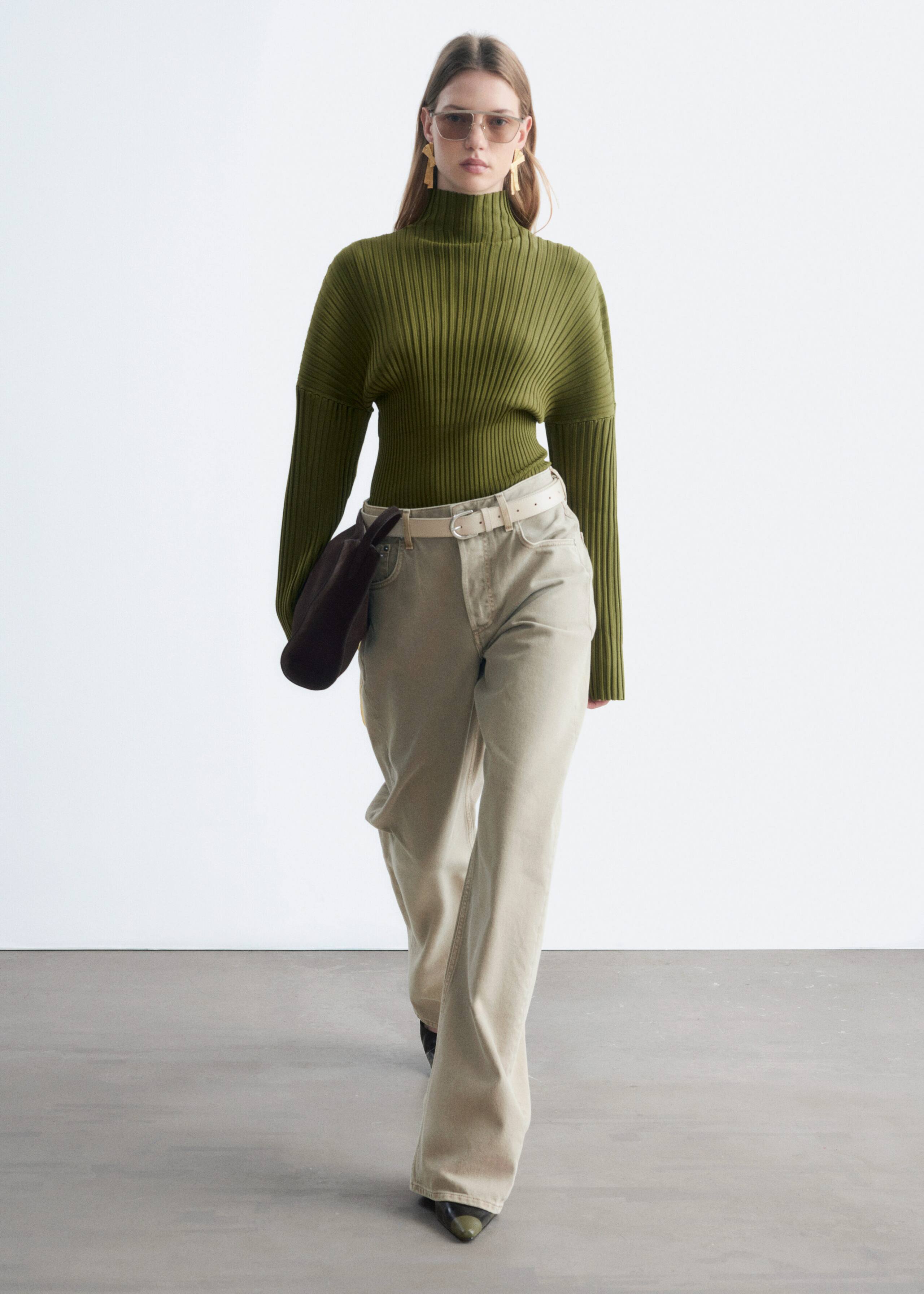 Ribbed Mock-Neck Jumper
