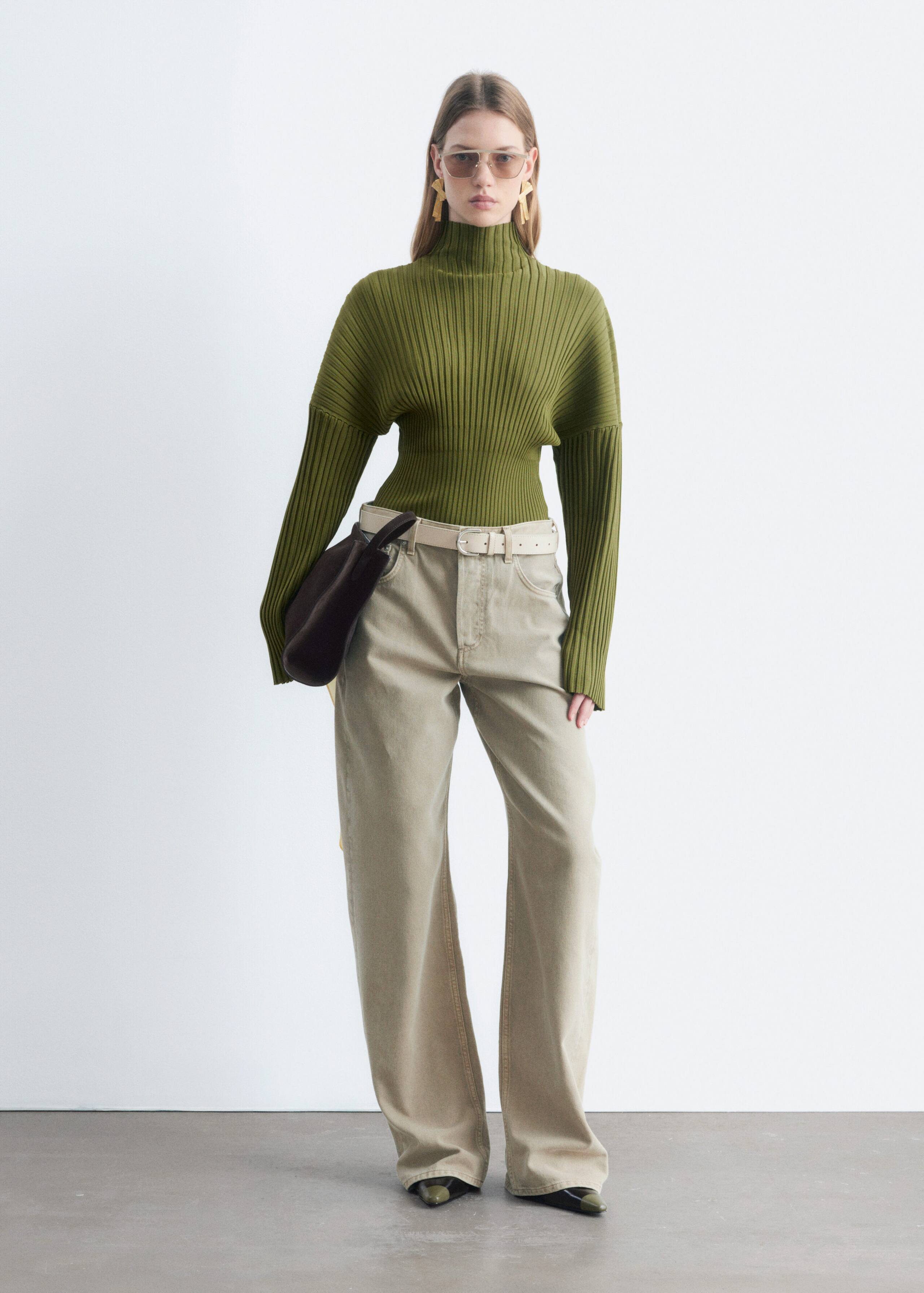 Ribbed Mock-Neck Jumper