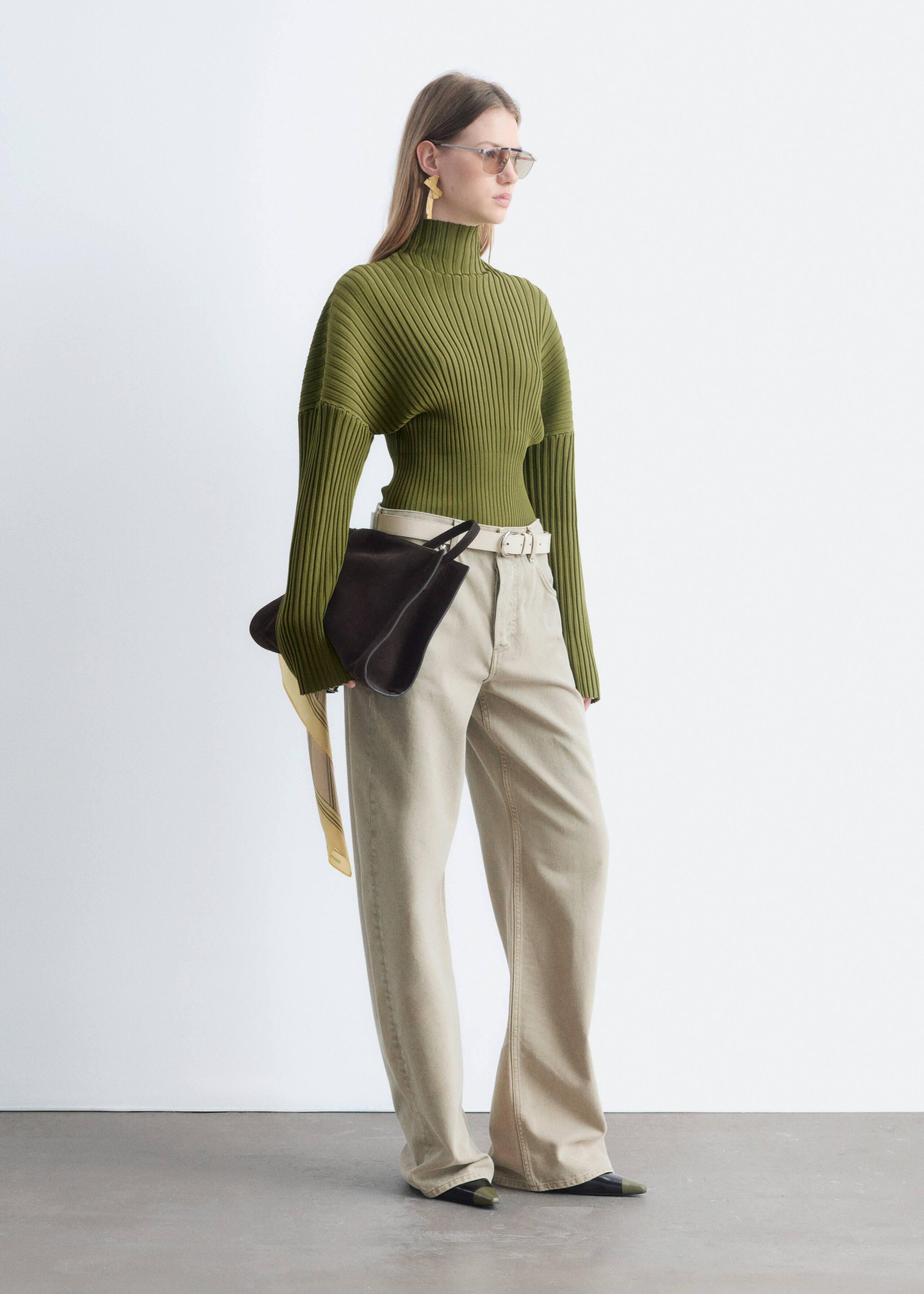Ribbed Mock-Neck Jumper