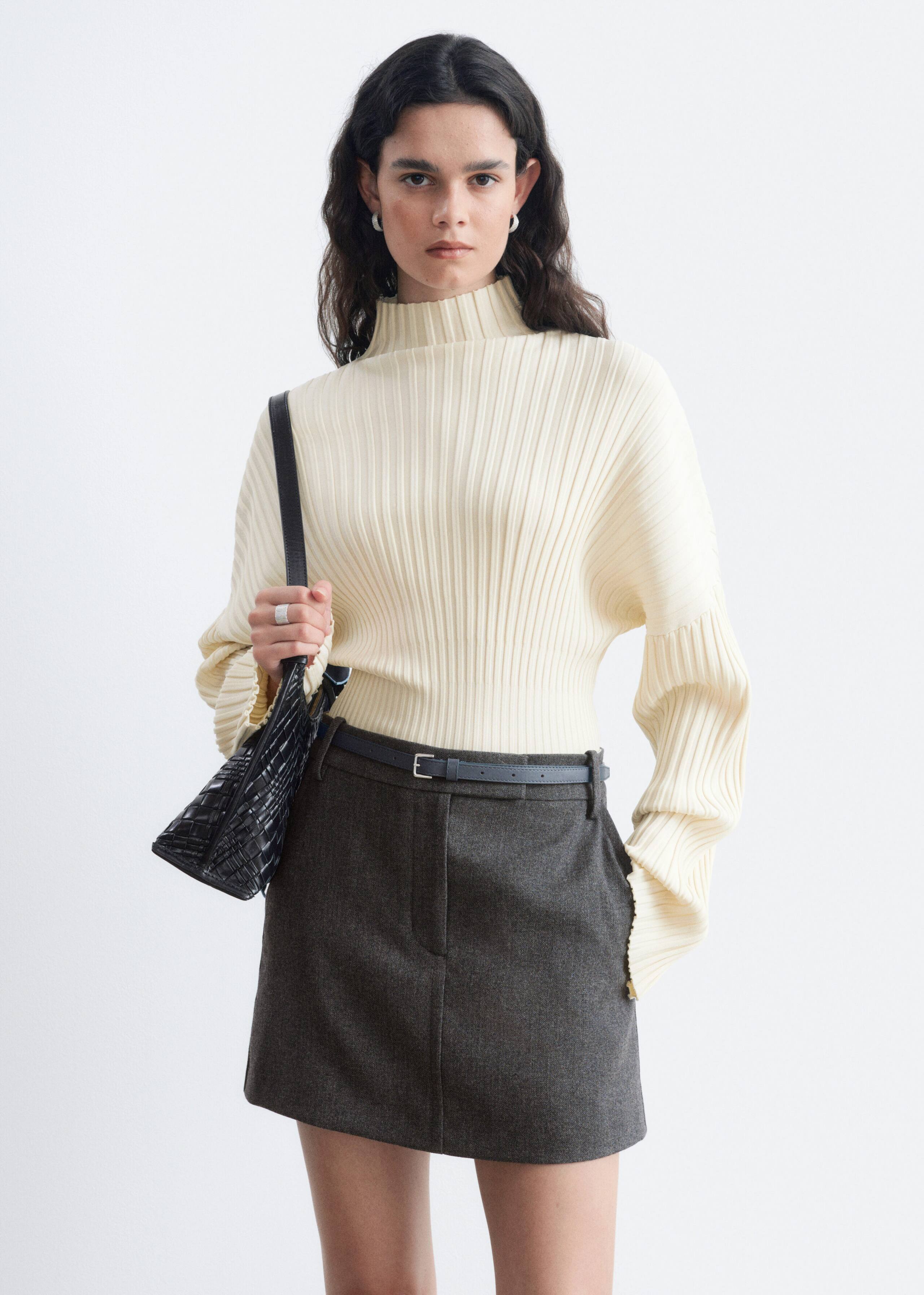 Ribbed Mock-Neck Jumper