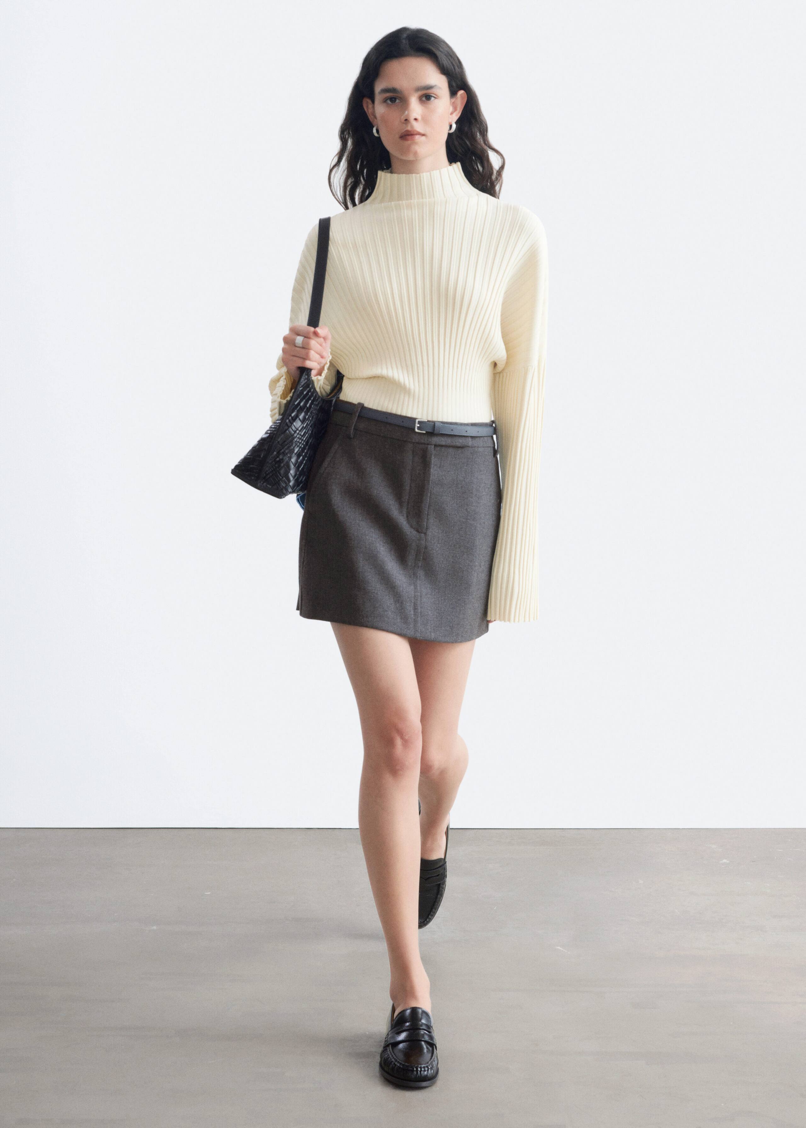 Ribbed Mock-Neck Jumper