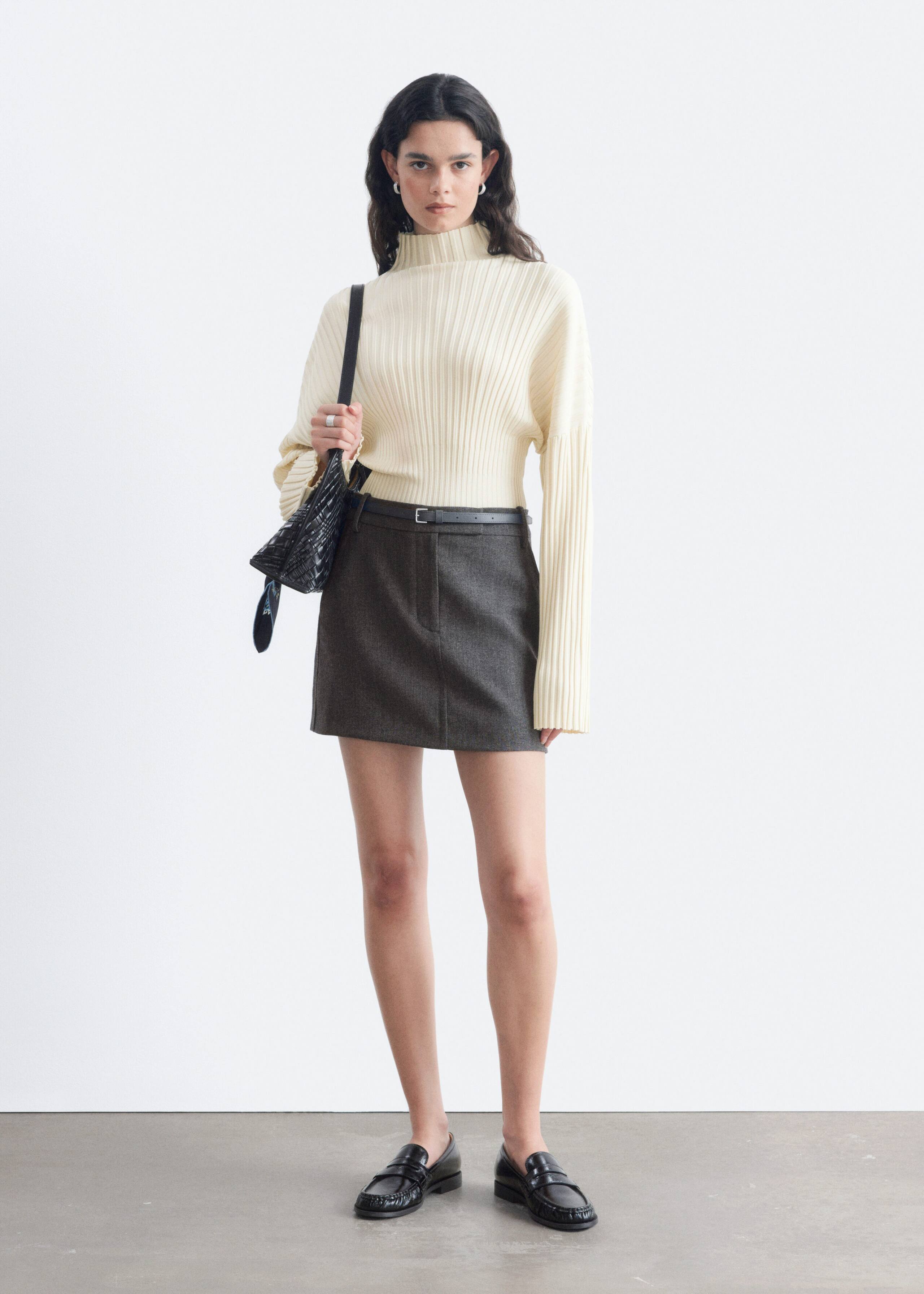 Ribbed Mock-Neck Jumper